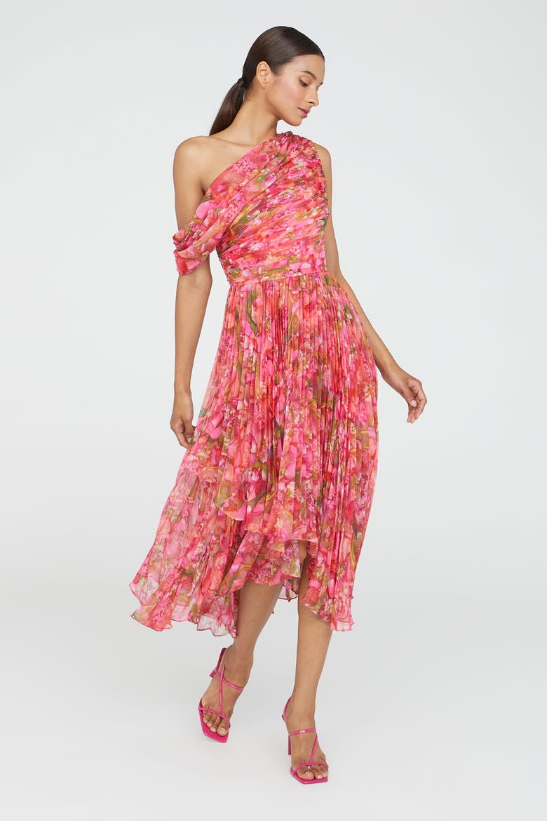 Katia Draped Chiffon Dress, Alternate, color, Hydra Floral