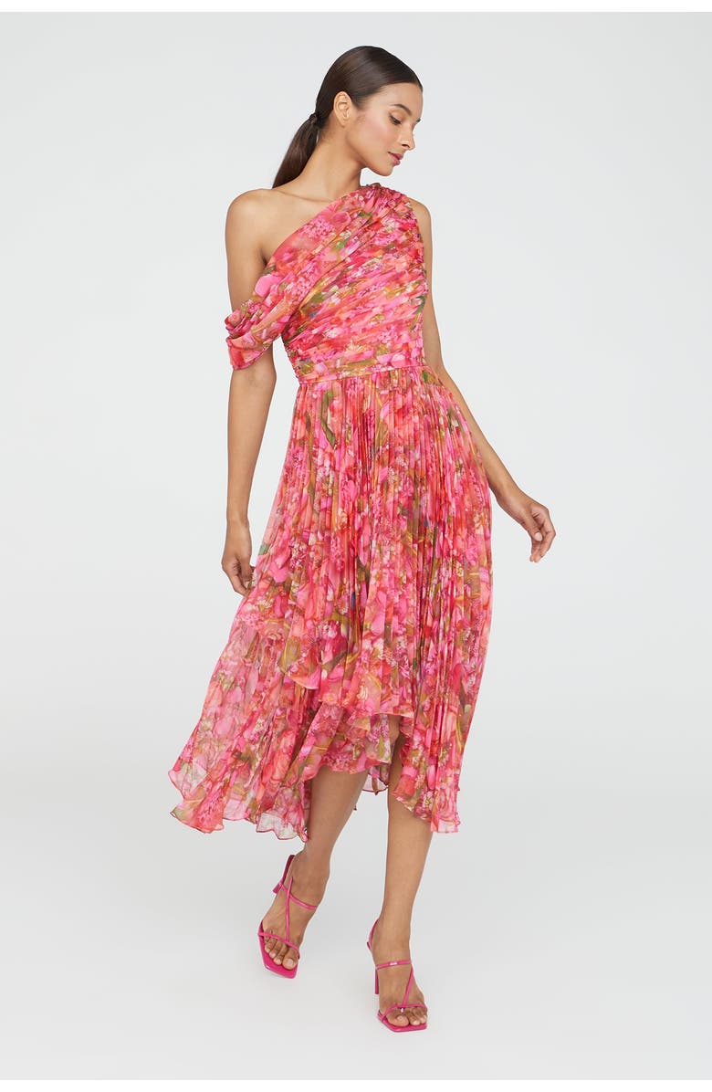 Theia Katia Draped Chiffon Dress, Alternate, color, Hydra Floral