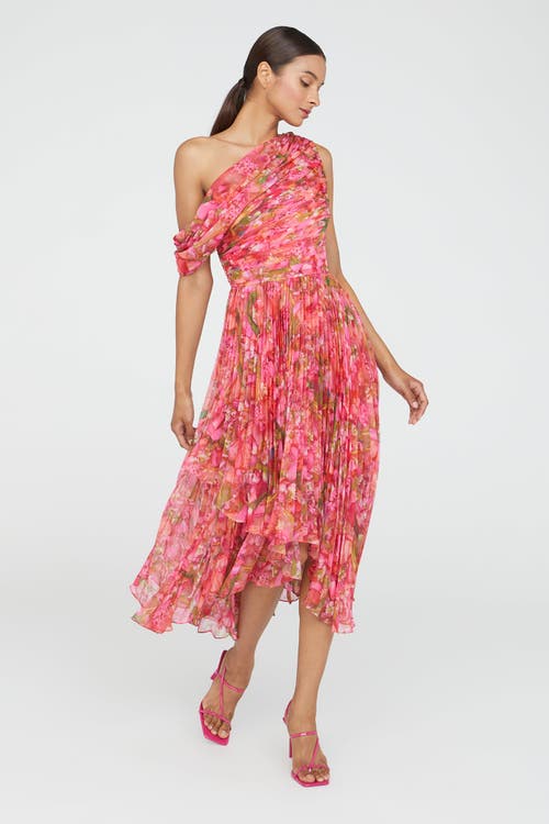 Theia Katia Draped Chiffon Dress In Pink