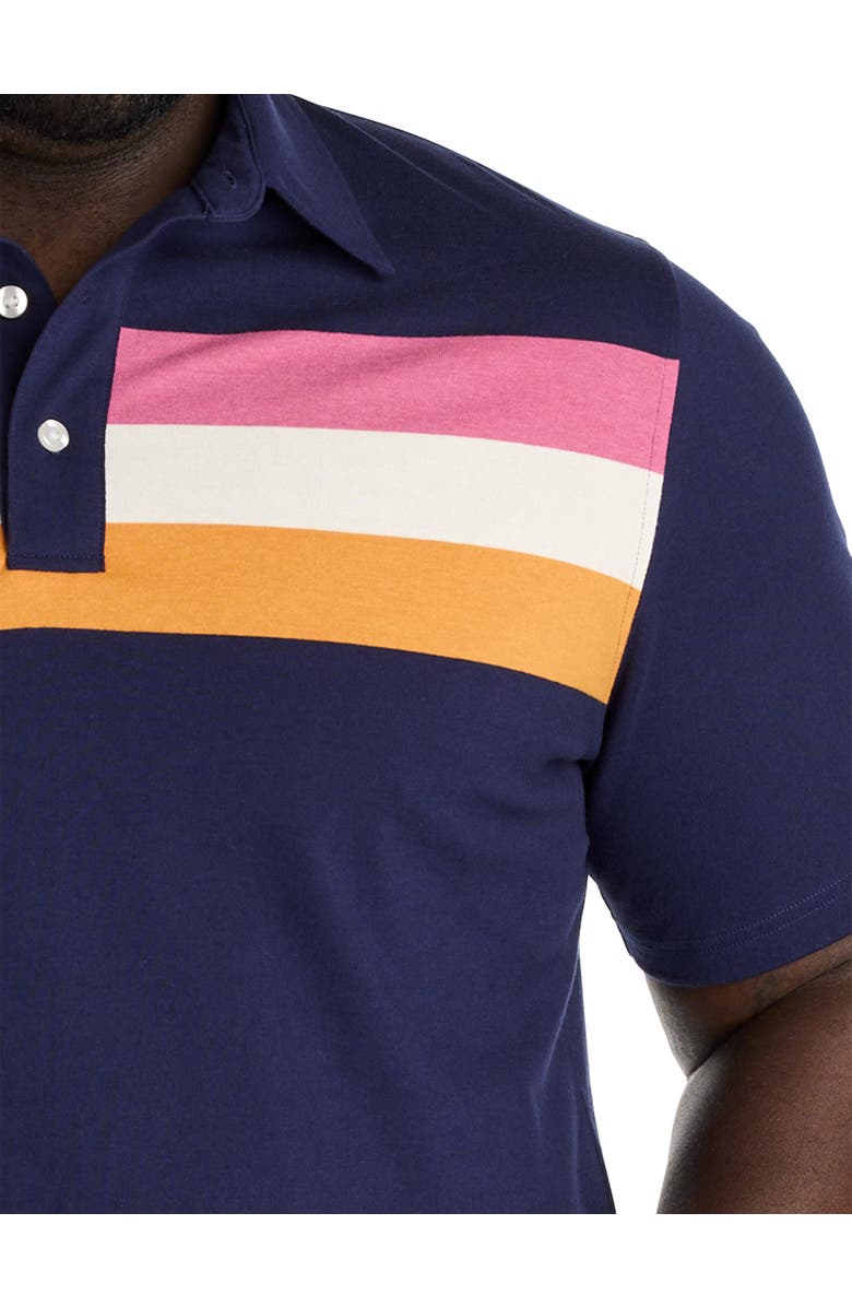 Harbor Bay by DXL Big & Tall Retro Striped Polo Shirt, Alternate, color, Navy