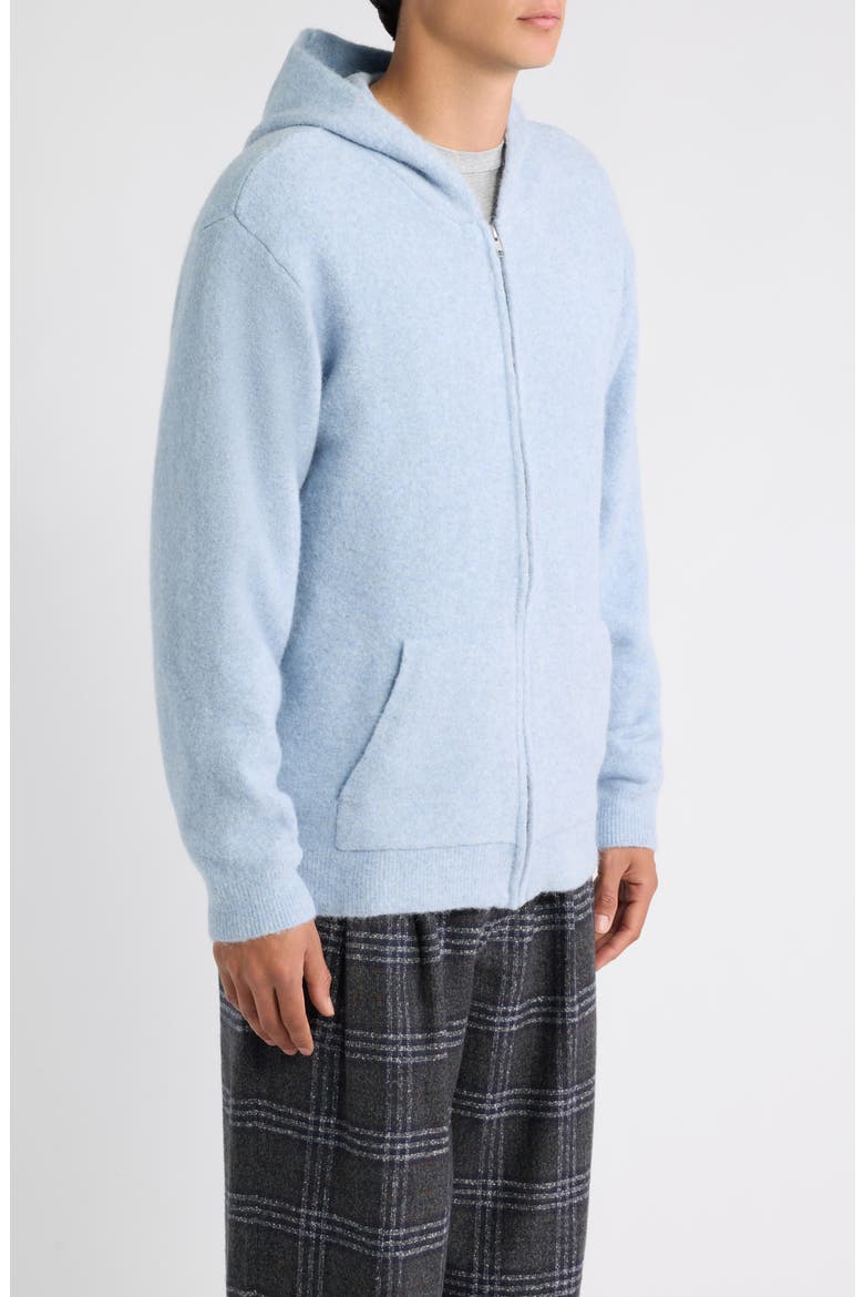Alpaca Blend Hooded Zip Cardigan, Alternate, color, BLUE FINCH
