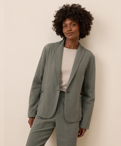 Pact Organic Cotton Coastal Double Gauze Lined Easy Jacket In Green