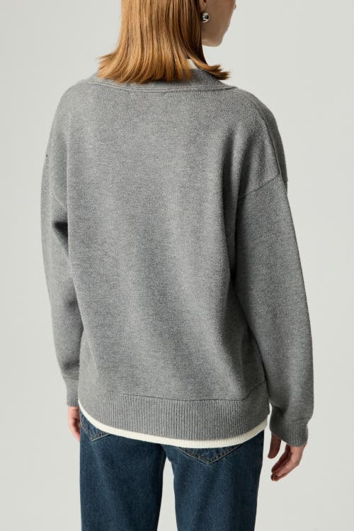 Nocturne Crystal-button V-neck Cardigan In Gray