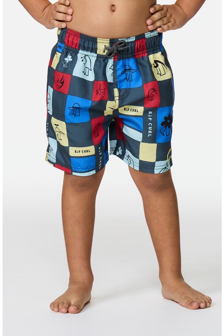 Kids' Surf Check Volley Swim Trunks, Main, color, PINE NIGHT
