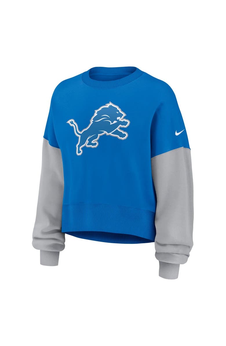 Nike Women's Nike Blue Detroit Lions Oversized Color-Block Pullover Sweatshirt, Alternate, color, Blue