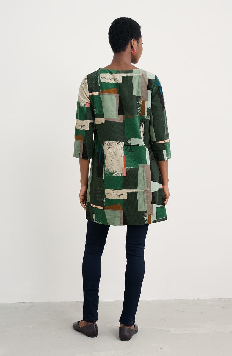 Seasalt Cornwall Port Gaverne Abstract Print Organic Cotton Pincord Tunic, Alternate, color, Aerial Field Coppice