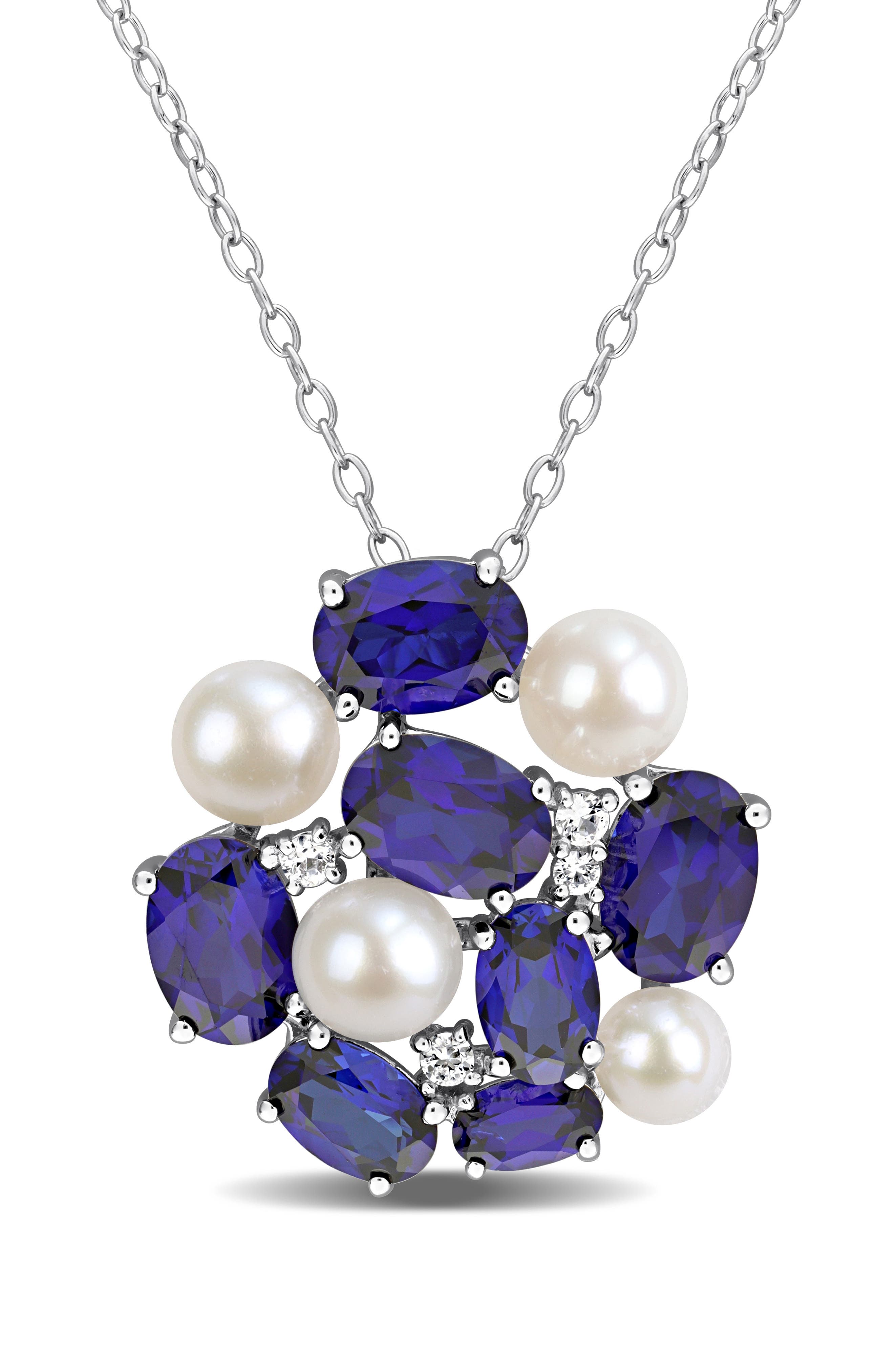 DELMAR Cultured Freshwater Pearl Cluster Pendant Necklace