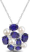 DELMAR Cultured Freshwater Pearl Cluster Pendant Necklace