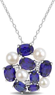 DELMAR Cultured Freshwater Pearl Cluster Pendant Necklace