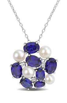 Cultured Freshwater Pearl Cluster Pendant Necklace