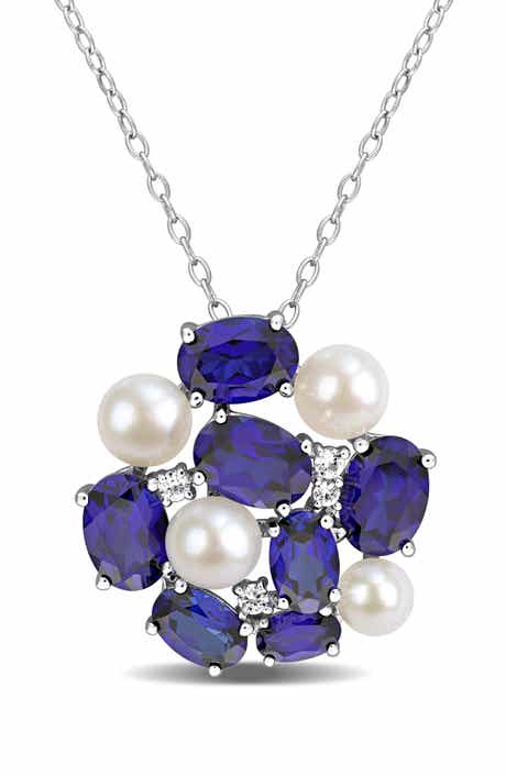 DELMAR Cultured Freshwater Pearl Cluster Pendant Necklace