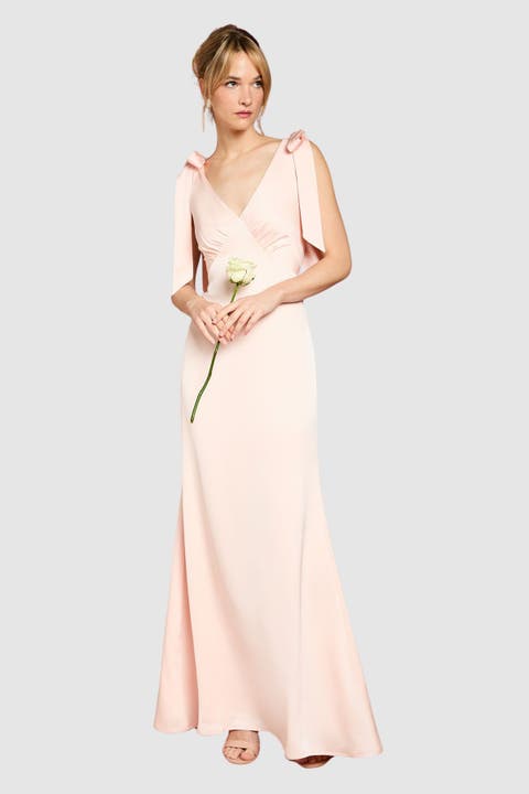 Satin Tie-Shoulder Maxi Dress