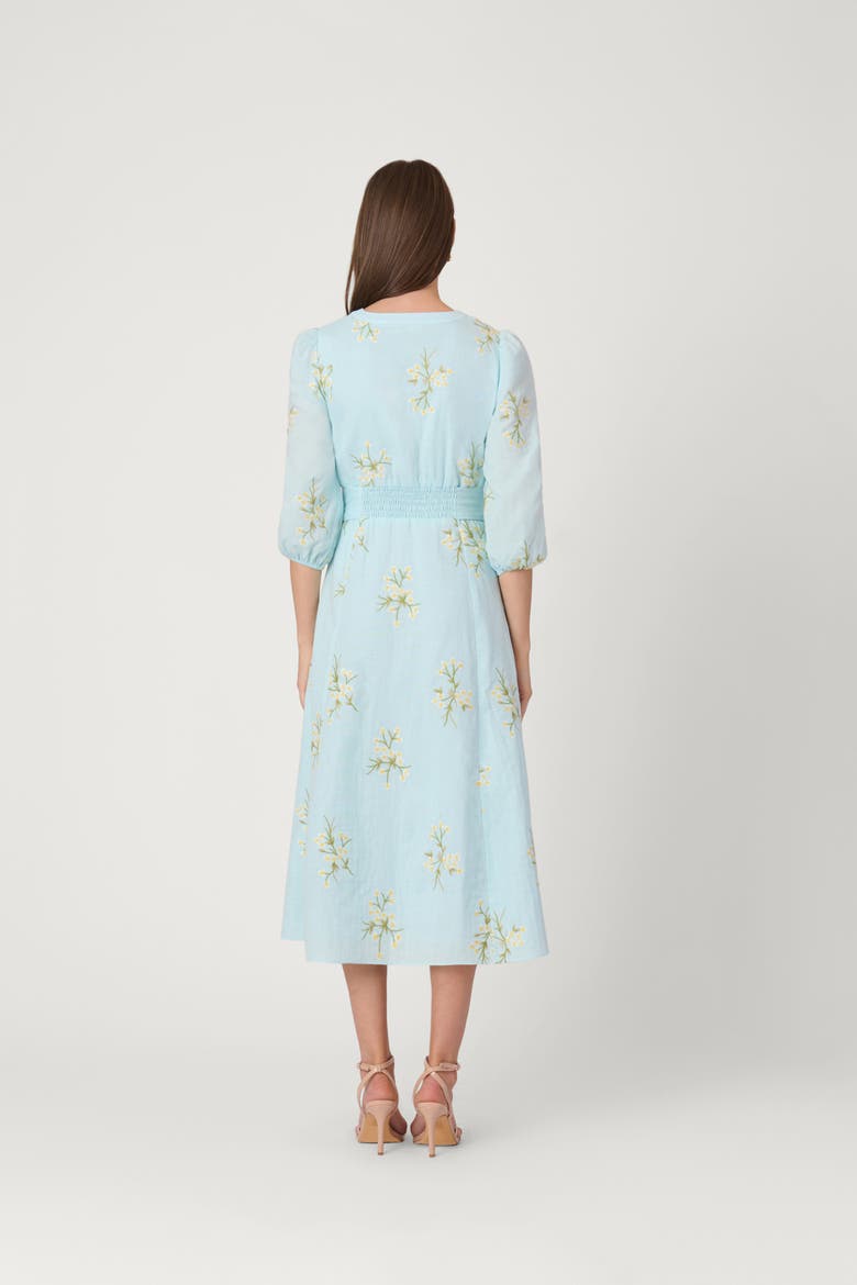 Floral Embroidered Cotton Tallen Dress, Alternate, color, Sky Blue