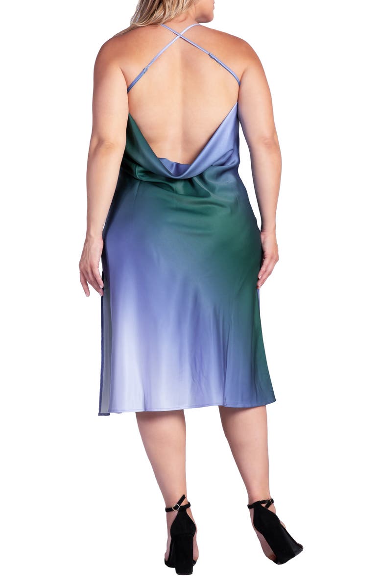 Standards & Practices Avi Ombré Asymmetric Neck Midi Slipdress, Alternate, color, Gracia Blue