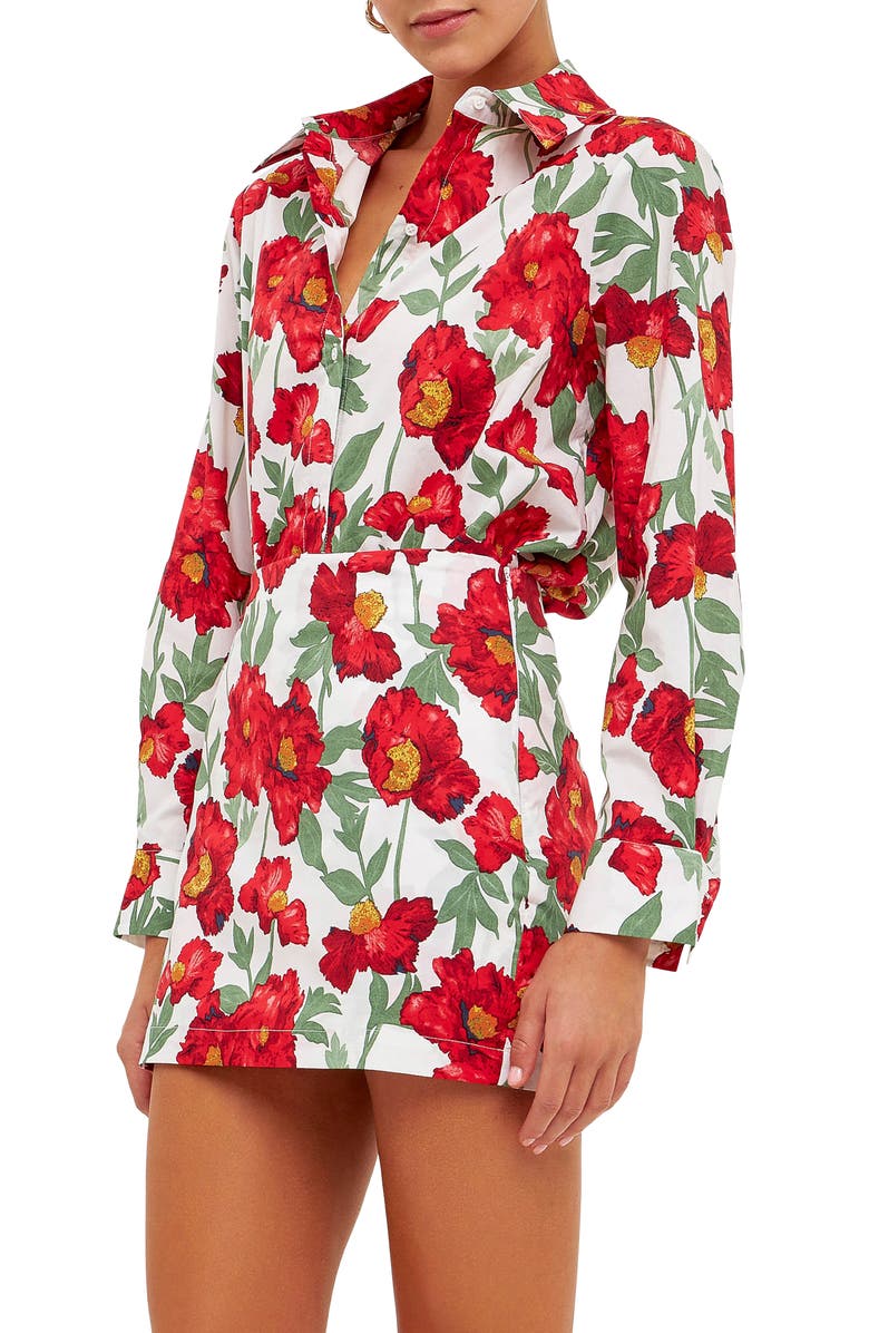 Endless Rose Floral Cotton Button-Up Shirt, Alternate, color,