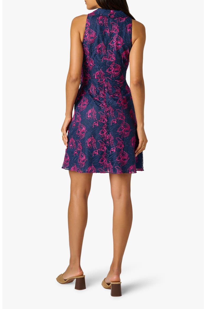 Floral Embroidered Sleeveless Fit & Flare Dress, Alternate, color, NAVY/ PINK