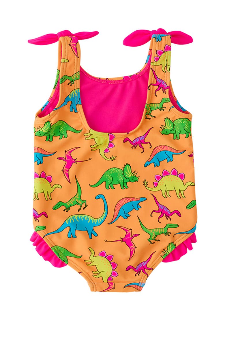 Baby Girls UPF50+ Tie Shoulder One Piece, Alternate, color, Neon Dino