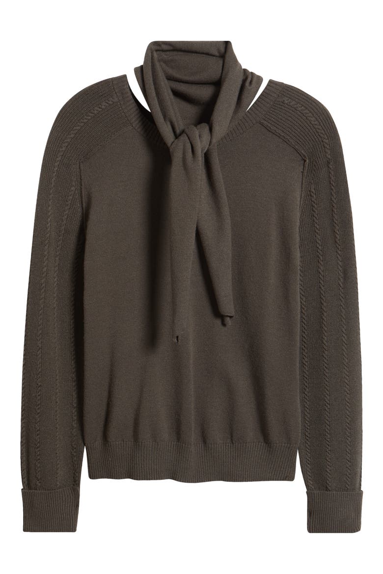 Tie Neck Sweater, Alternate, color, WINTER MOSS