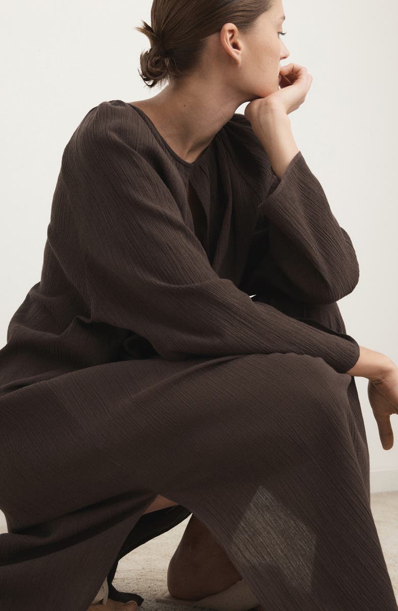 MANGO Gauze Nightgown, Alternate, color, Chocolate