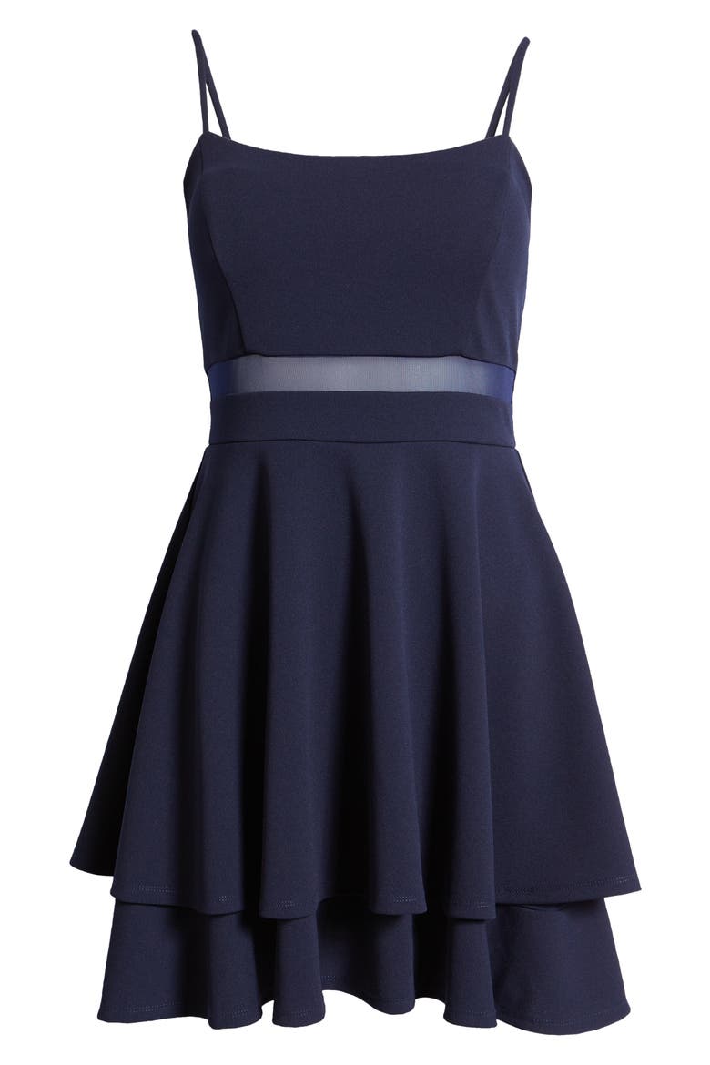 Love, Nickie Lew Layered Mini Skater Dress, Alternate, color, NAVY