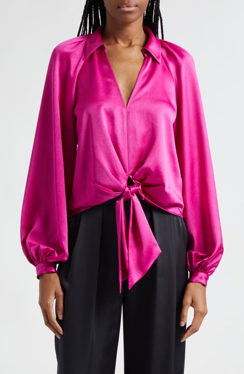 Posh Emily Tie Waist Satin Top