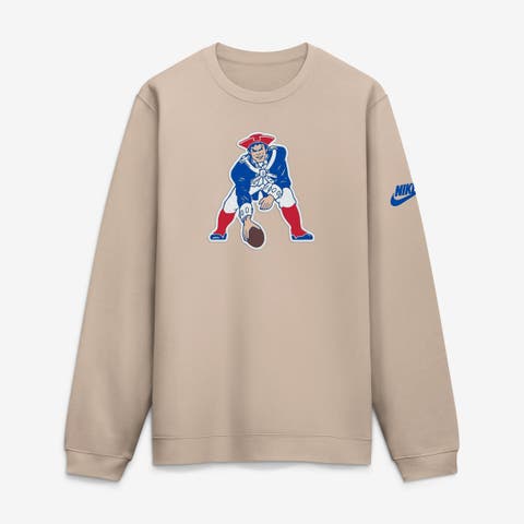 Men's Nike Sand New England Patriots I-Formation Rewind Club Crew Sweatshirt