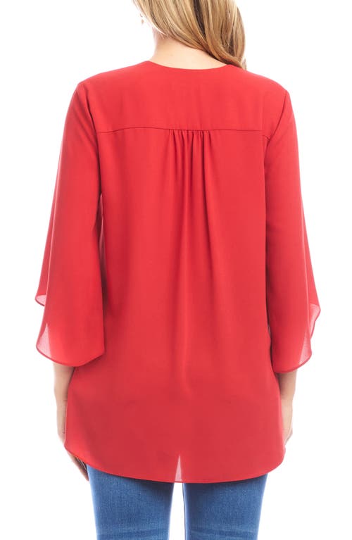 Karen Kane Crossover Hem Asymmetric Top In Red