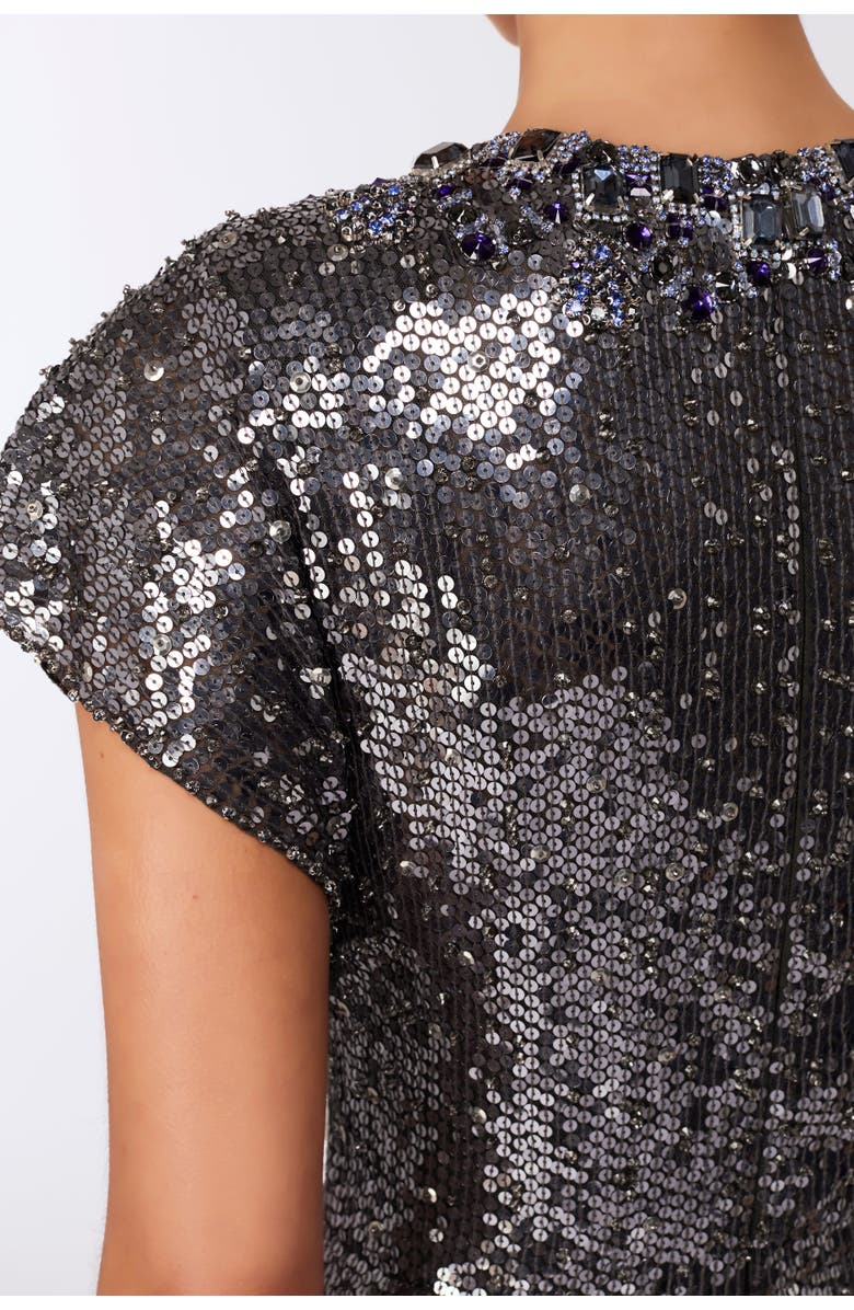 Jenny Packham Odisha Sequinned Gown, Alternate, color, Shadow Grey