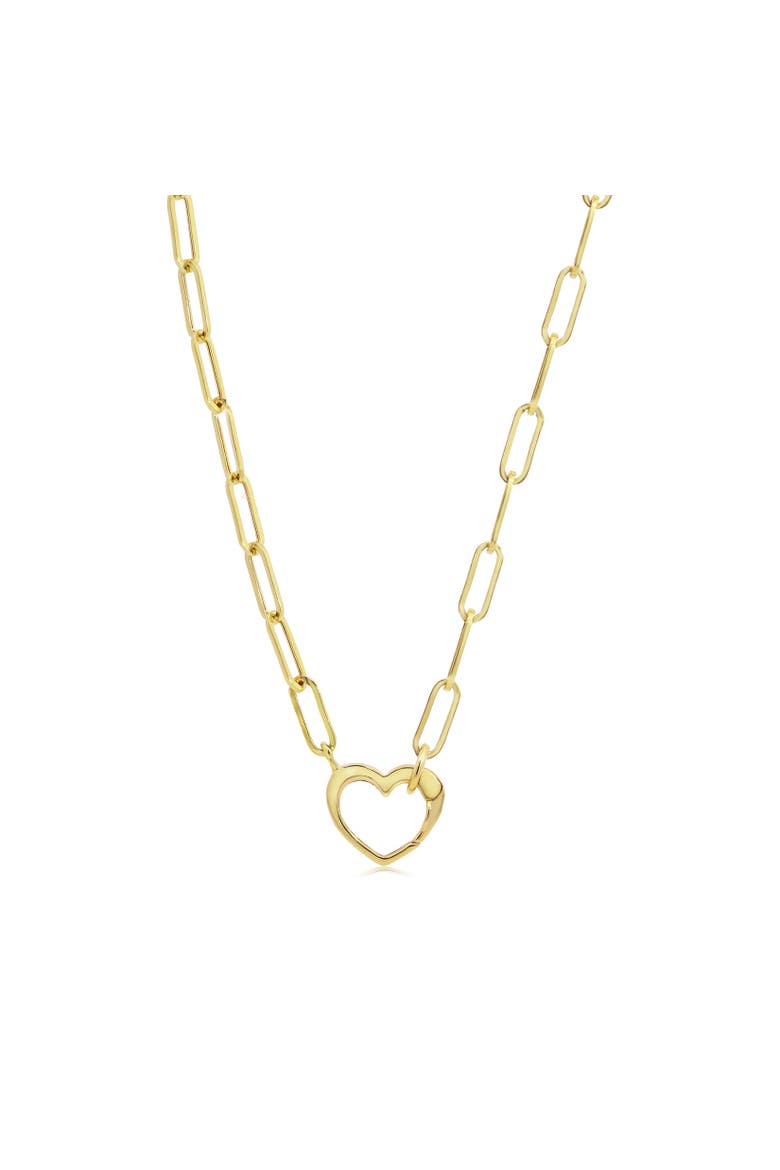 Heart Charm Holder Paperclip Necklace, Main, color, Yellow Gold