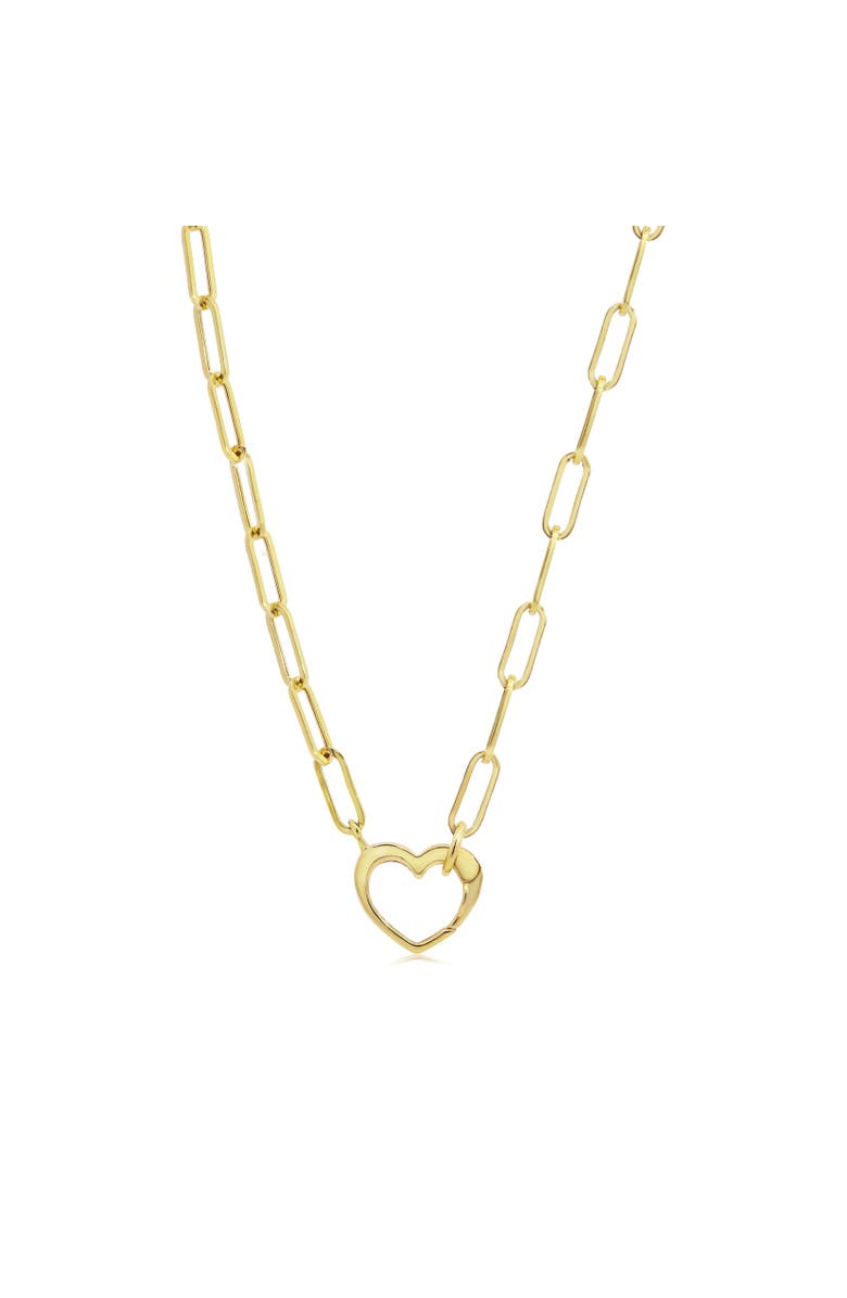 The Lovery Fine Jewelry Heart Charm Holder Paperclip Necklace, Main, color, Yellow Gold