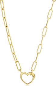 The Lovery Fine Jewelry Heart Charm Holder Paperclip Necklace