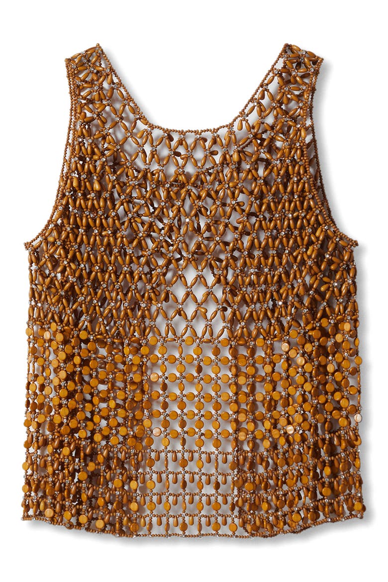 Openwork Bead & Crystal Tank, Alternate, color, OLIVE BROWN