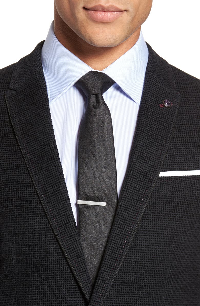 Ted Baker London Exhaust Slim Fit Velvet Flocked Blazer, Alternate, color, Black