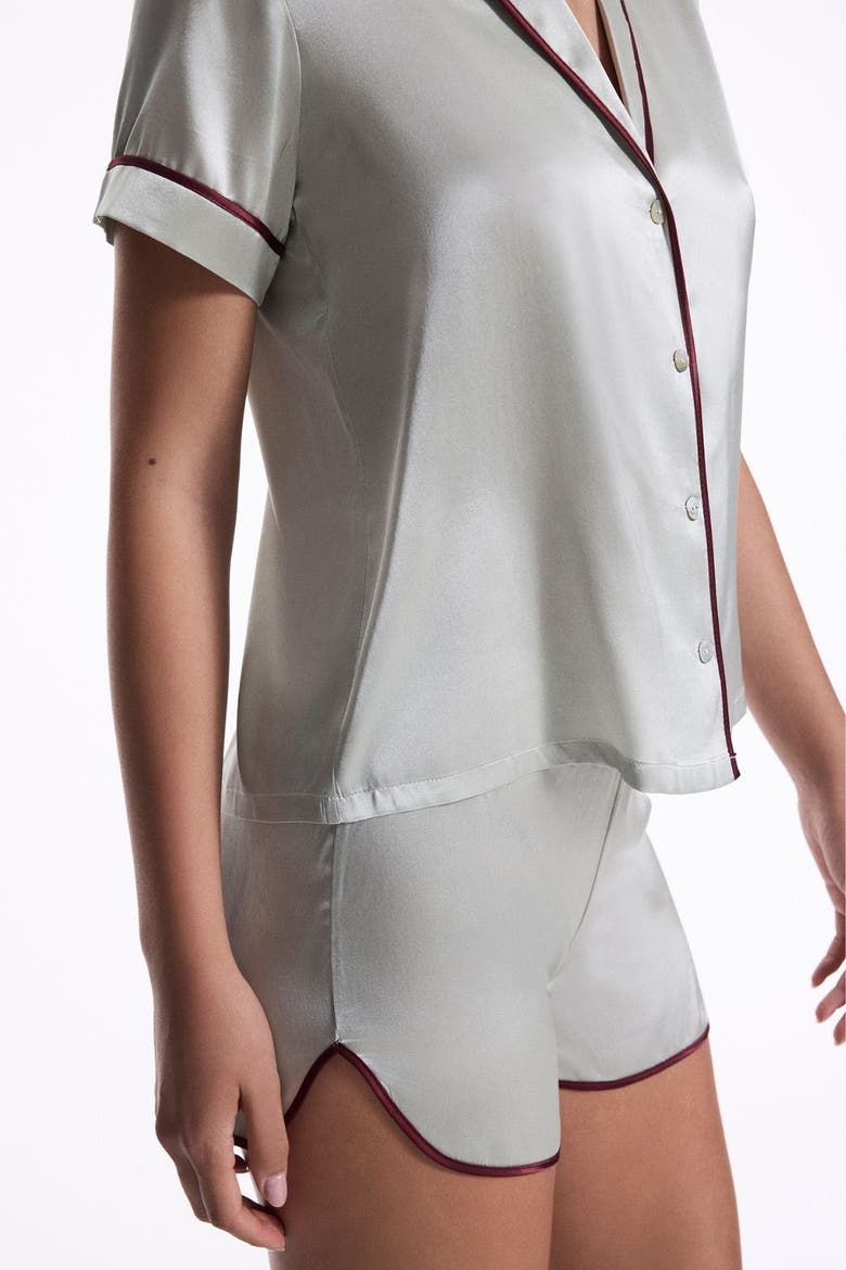 Silk Short Pyjama Suit, Alternate, color, Mint
