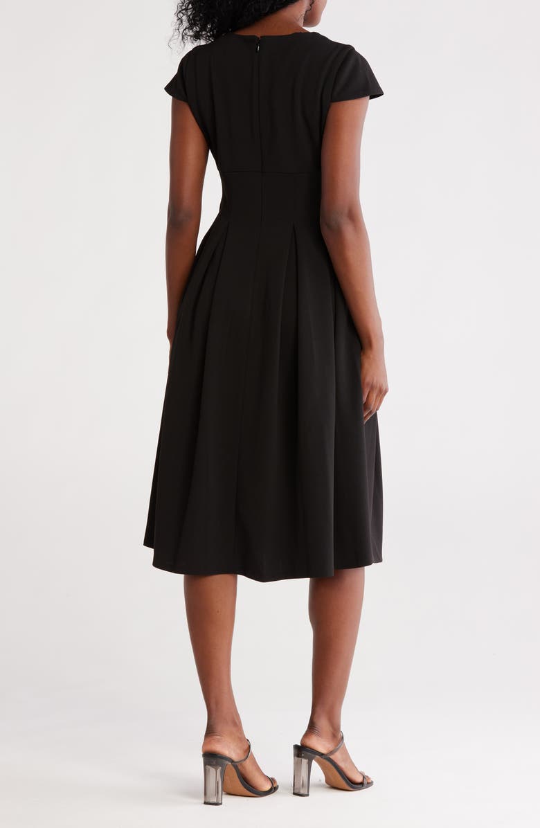 Calvin Klein Short Sleeve Midi Fit & Flare Dress, Alternate, color, Black