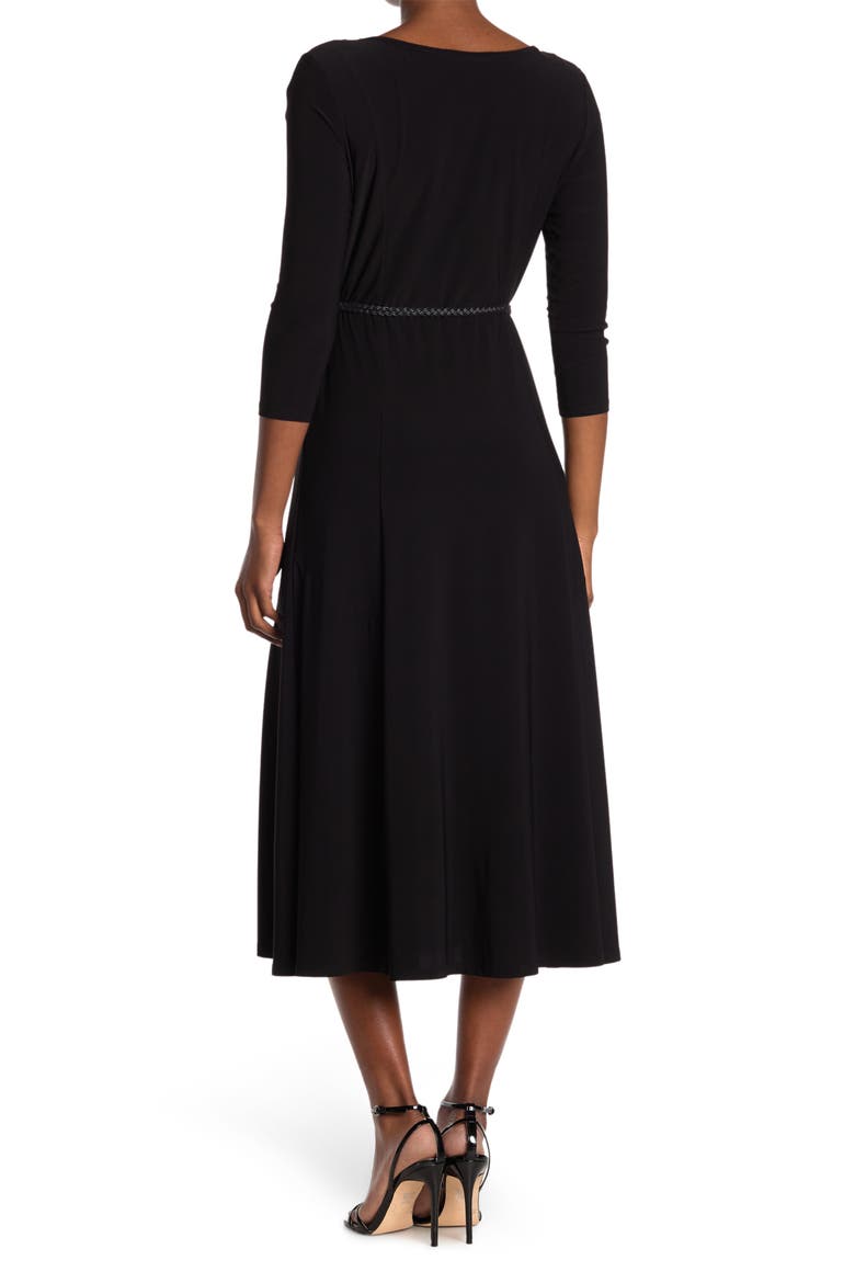 Waist Belt Midi Dress, Alternate, color, BLACK