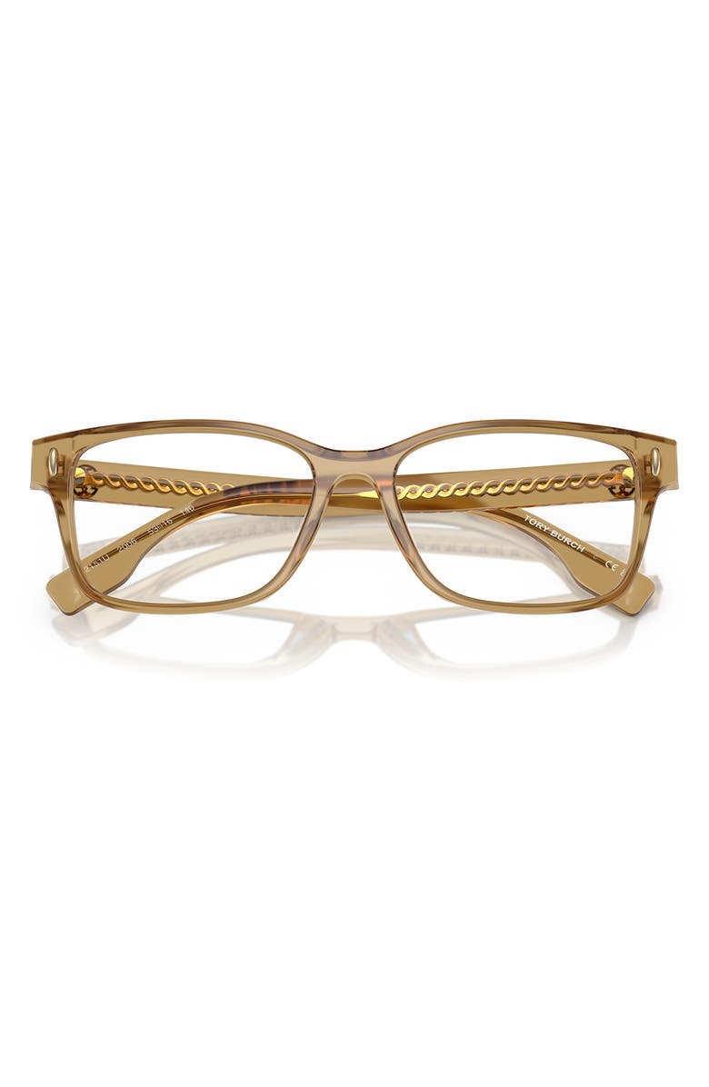 Tory Burch 49mm Rectangular Optical Glasses, Alternate, color, Transparent Green