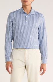 Greg Norman Floral Print Long Sleeve Performance Golf Polo