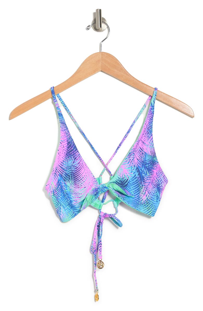 Luli Fama Palmares Esmeralda Reversible Print Bikini Top, Alternate, color, 