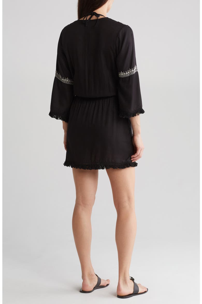 Embroidered Cover-Up Dress, Alternate, color, BLACK