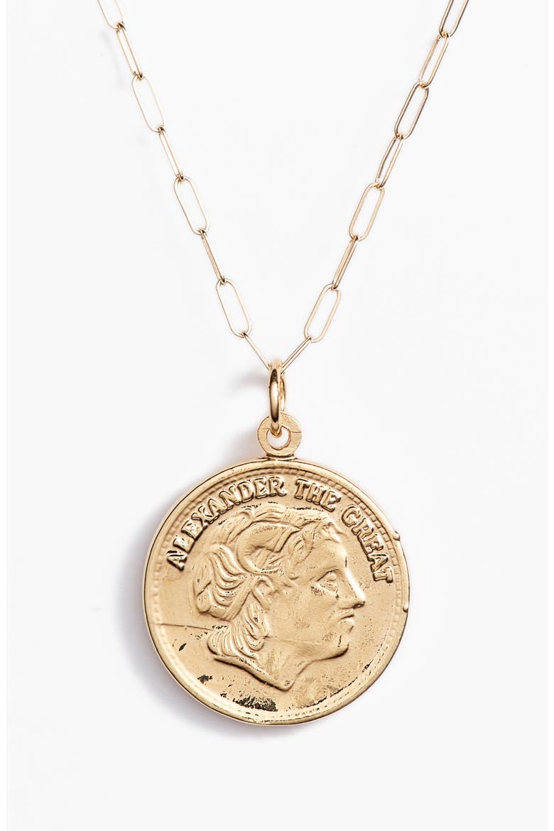 Alexander Coin Pendant Necklace, Main, color, GOLD