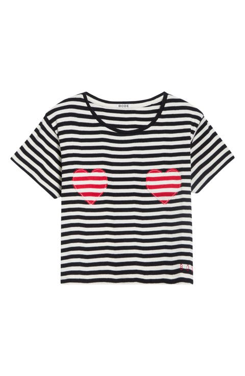 Rib Stripe Cotton T-Shirt