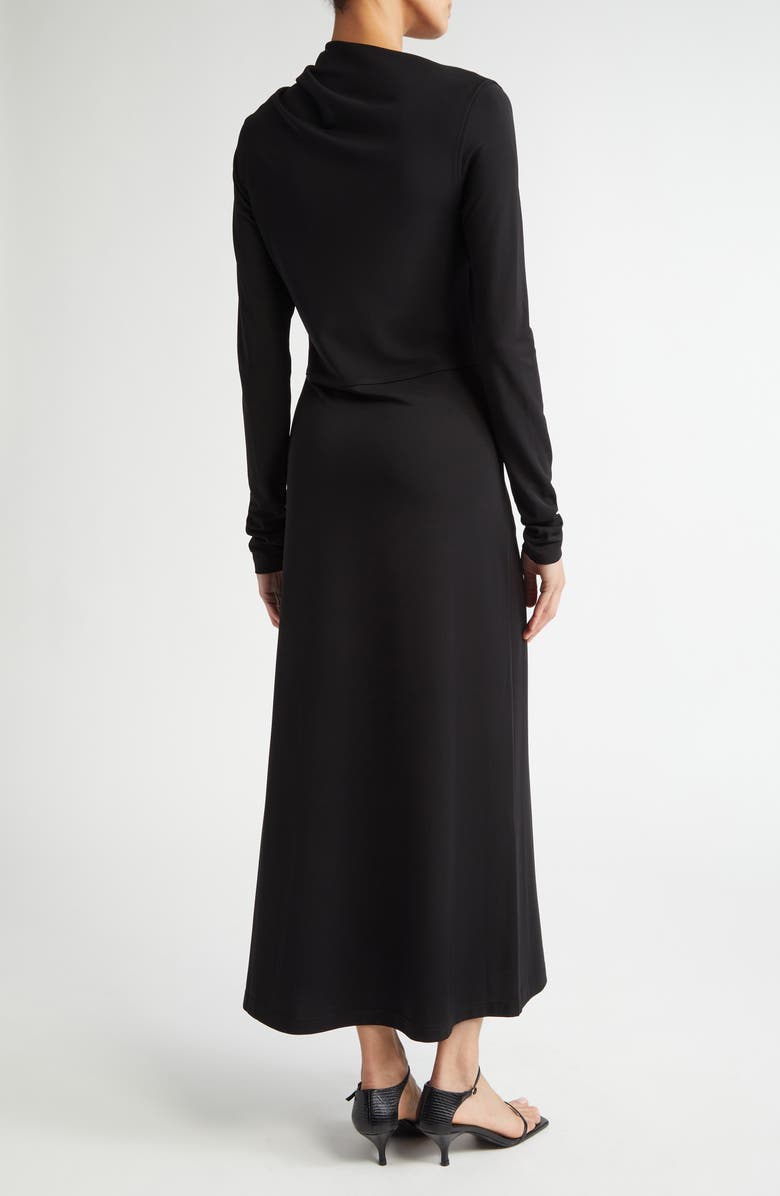 TOTEME Draped Long Sleeve Jersey Dress, Alternate, color, Black