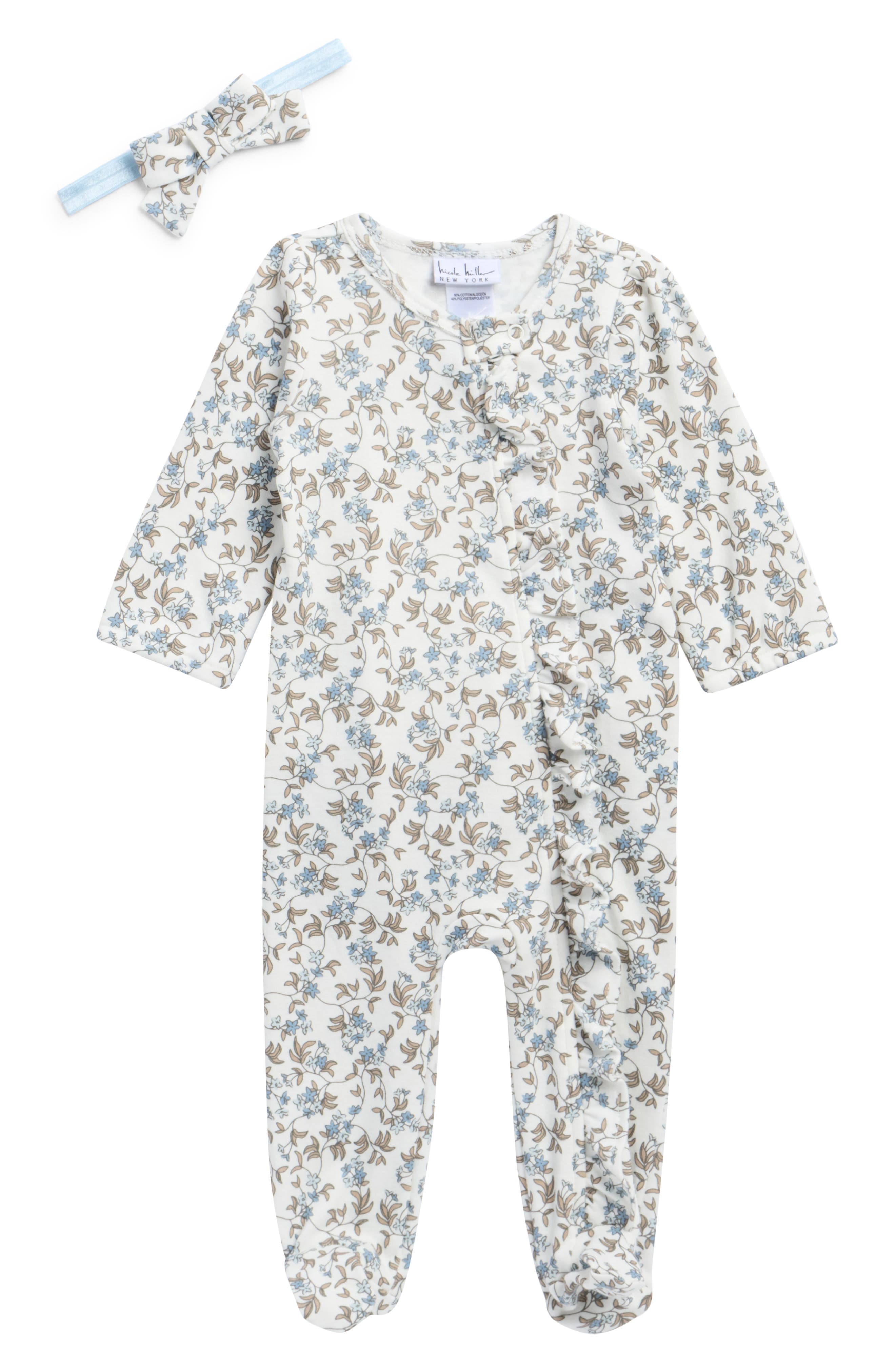 Nicole Miller Ruffle Footie & Headband Set