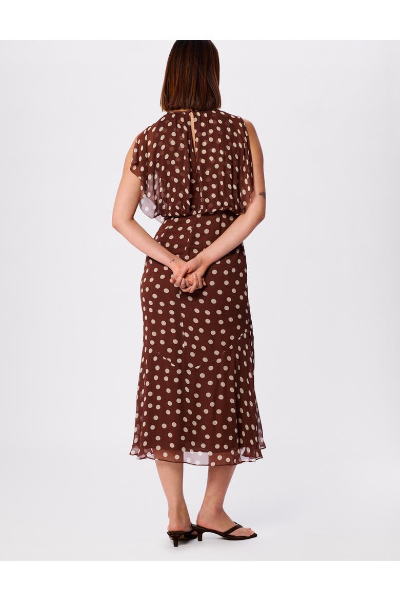 Polka Dot Print Midi Dress, Alternate, color, Brwn/Multi