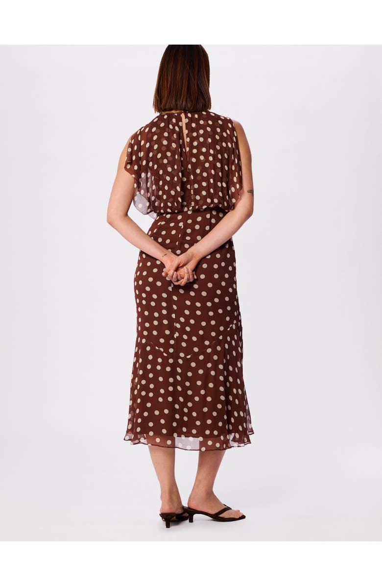 Whistles Polka Dot Print Midi Dress, Alternate, color, Brwn/Multi