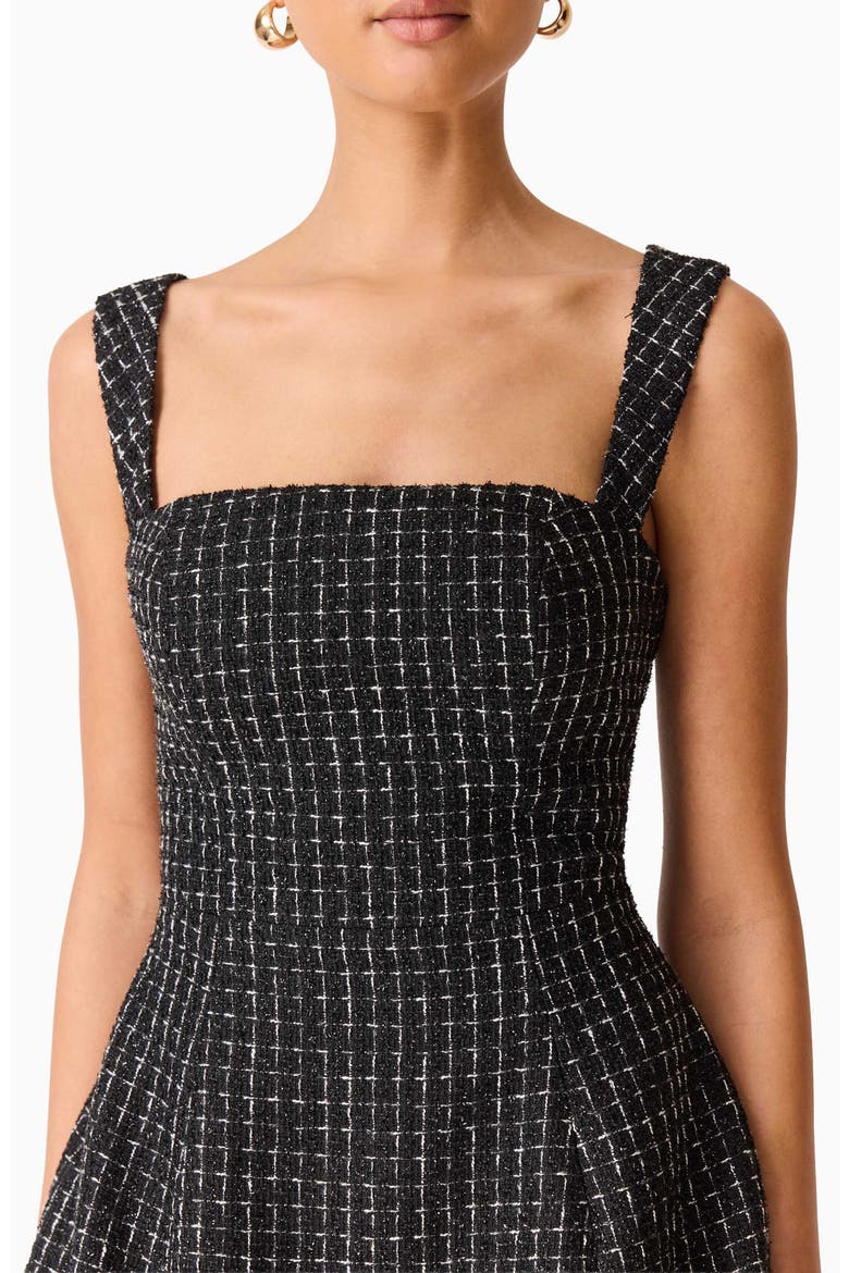 Galadirel Check Tweed Minidress, Alternate, color, BLACK