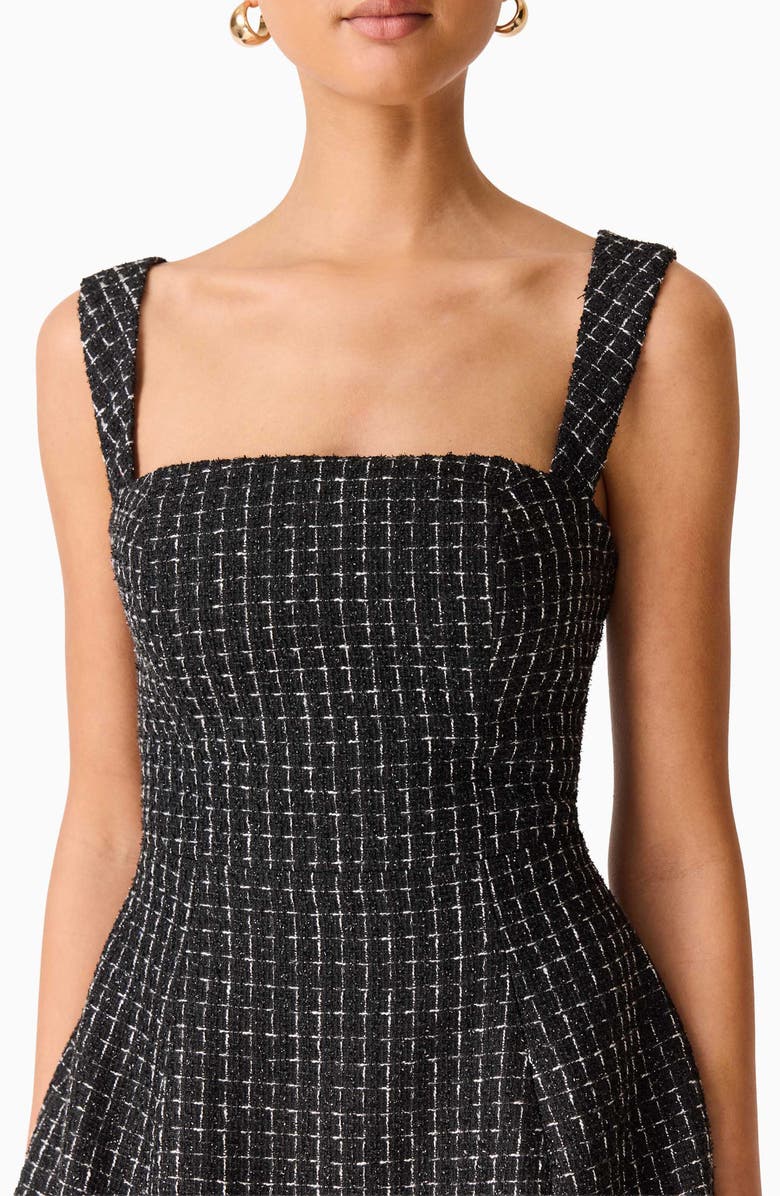 Elliatt Galadirel Check Tweed Minidress, Alternate, color, Black