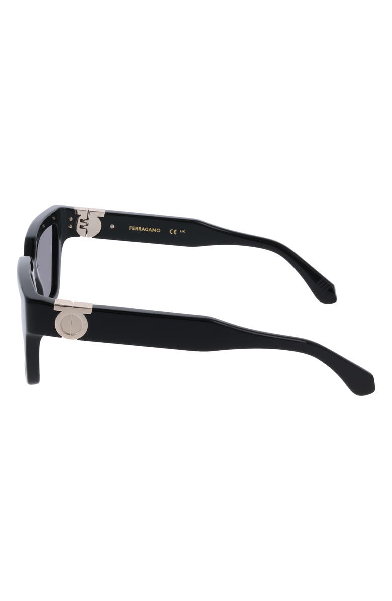 FERRAGAMO 52mm Square Sunglasses, Alternate, color, Black