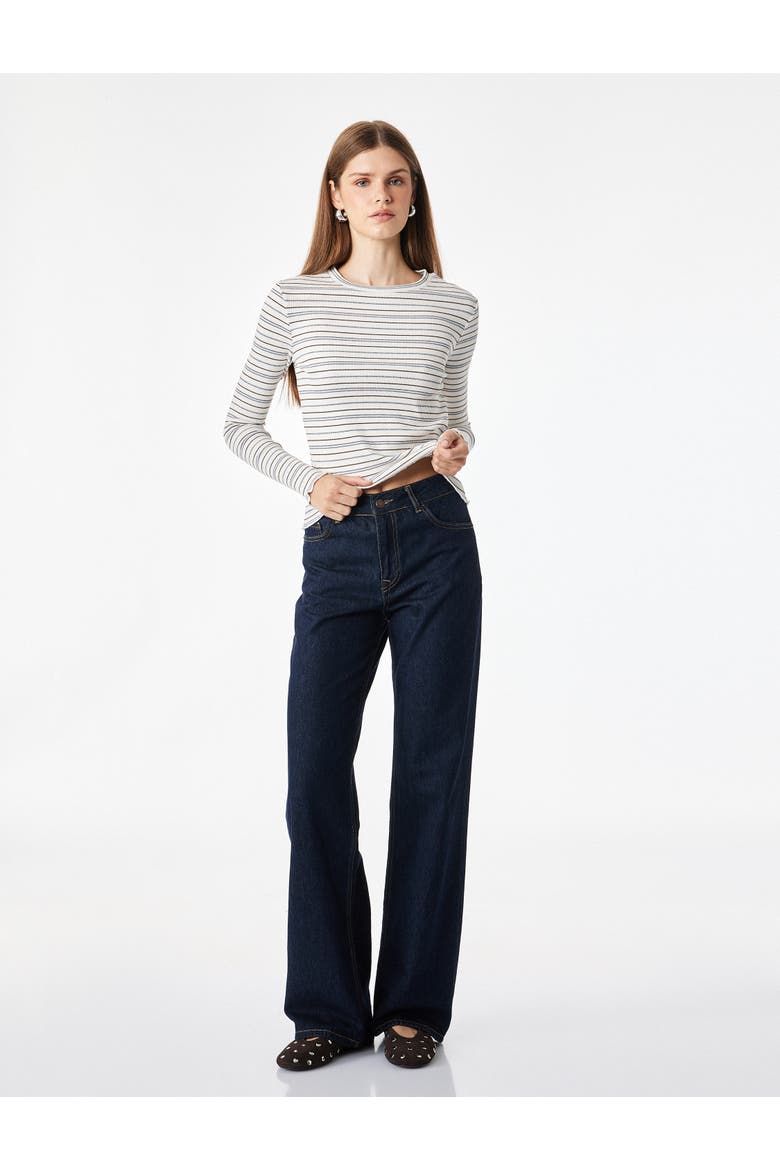Long Sleeve Blouse, Alternate, color, ECRU STRIPE